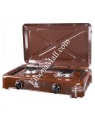 Газов котлон с две нагревателни зони BURGAS 102, 3400 W, Подвижен капак, Кафяв - Код G8253