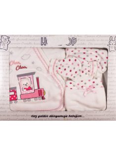   Детски комплект за новородено (момиче), 5 части, Розов/Бял - Код D8004