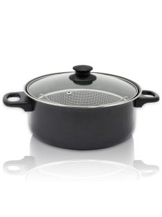   Тенджерa с кошница и капак ESPERANSA ES 1213 F, 24 см, Черен - Код G8168