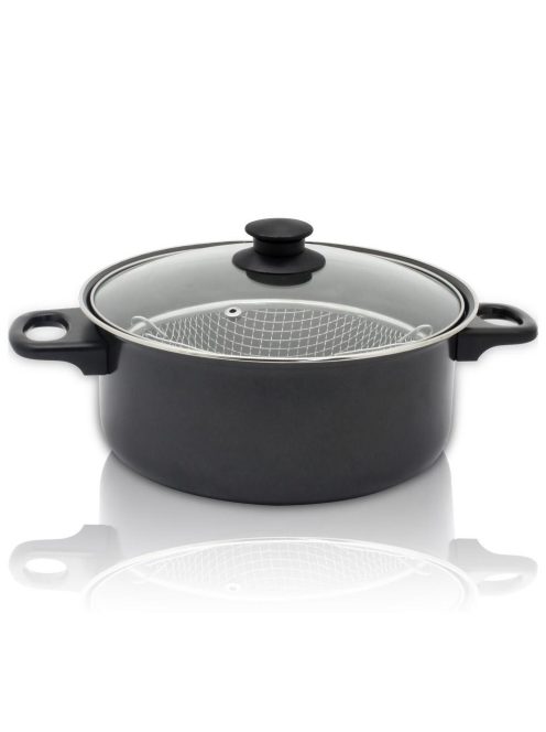 Тенджерa с кошница и капак ESPERANSA ES 1213 F, 24 см, Черен - Код G8168