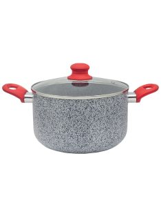   Тенджера дълбока ZEPHYR Actual line ZP 1318 NM26D, 26 см, 7 литра, Мраморно-керамично покритие, Сив/червен - Код G8174