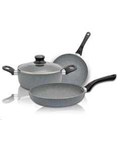   Комплект тигани и тенджера SAPIR Marble Cook SP 1318 CS4B, 4 части, Мраморно покритие, Сив - Код G8271