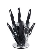 Комплект ножове с ножица Bachmayer BM 313, 7 части, Поставка, Неръждаема стомана, Черен - Код G8369