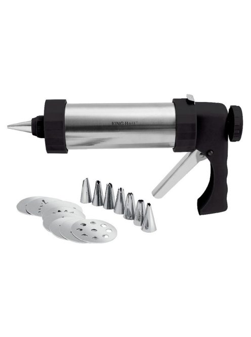 Шприц за сладки Kinghoff KH 1363, 21х17 см, 8 шаблона, 8 накрайника, Инокс - Код G8377