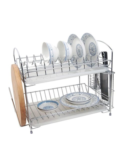 Сушилник за съдове на 2 нива SAPIR SP 3000 D, 47.5х27х40 см, 2 бр. тави, Хром - Код G8396