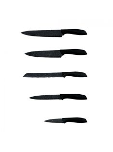   Комплект ножoве ZEPHYR ZP 1633 BS5AS, 5 бр, Мраморно покритие, Акрилна поставка, Черен - Код G8436