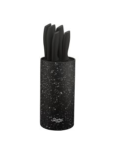   Комплект ножове ZEPHYR ZP 1633 VM6, 5 броя + поставка, Мраморно покритие, Черен - Код G8437