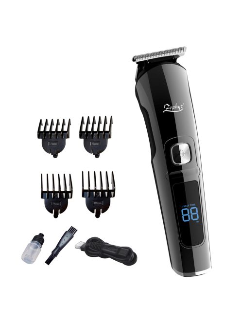 Машинка за подстригване ZEPHYR ZP 1810 DT, LED дисплей, Водоустойчива, Безжична употреба, Включени аксесоари, Черен - Код G8440