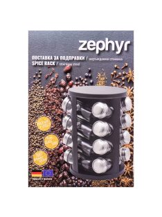   Бурканчета за подправки на стойка ZEPHYR ZP 1217 CR16, 16 бр. бурканчета, 4 нива, Въртяща се основа, Черен - Код G8461