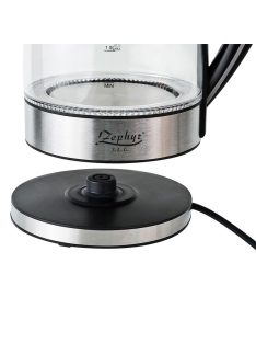   Електрическа кана ZEPHYR ZP 1230 GB, 2200W, 1.7 литра, Светеща, Стъклена, Безжична, Инокс - Код G8475