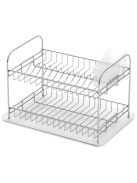 Сушилник за съдове на 2 нива TEKNO TEL KB 007, 48x33x32 см, Пoставка за прибори, Бял/Хром - Код G8561