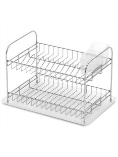   Сушилник за съдове на 2 нива TEKNO TEL KB 007, 48x33x32 см, Пoставка за прибори, Бял/Хром - Код G8561