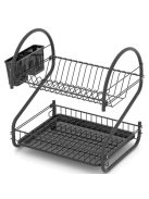 Сушилник за съдове TEKNO TEL KB 018B, 2 нива, приставка за прибори, черен - Код G8590