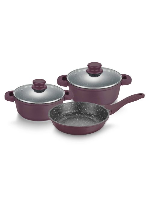 Комплект съдове за готвене Muhler Lilli MR-5049, 5 части, Лят алуминий, Люляк - Код G8605