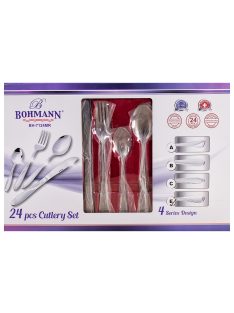   Комплект прибори Bohmann BH 7124MR, 24 части, Кутия, Неръждаема стомана, Сив - Код G8618