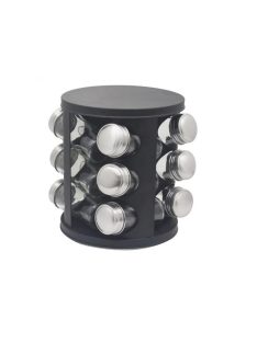   Бурканчета за подправки на стойка Rosberg RP51217A12, 12бр. бурканчета, Метална поставка, Черен - Код G8670