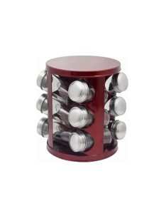   Бурканчета за подправки на стойка Rosberg Premium RP51217A12, 12бр. бурканчета, Метална поставка, Червен металик - Код G8672