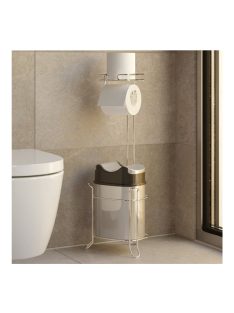   Поставка с държач за тоалетна хартия и кош TEKNO TEL MG098GK, 5,5л, Черен/Сив - Код G8675