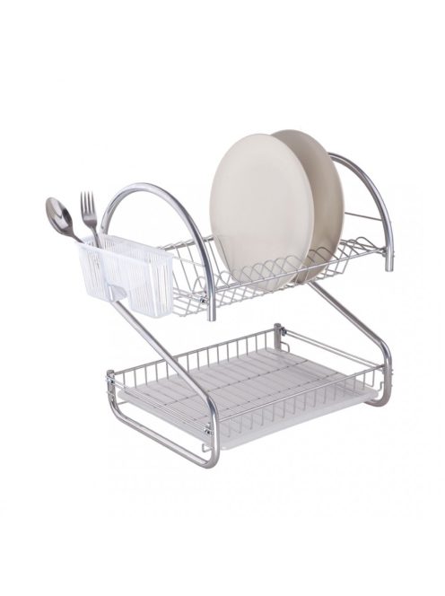 Сушилник за съдове TEKNO TEL KB 018, 2 нива, Приставка за прибори, Сребрист - Код G8676