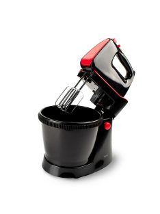   Ръчен миксер с купа Homa HMX-309BL, Atlanta, 300W, 2 бъркалки, 5 скорости, 2,5л купа, Черен/Червен - Код G8689