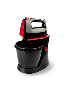   Ръчен миксер с купа Homa HMX-309BL, Atlanta, 300W, 2 бъркалки, 5 скорости, 2,5л купа, Черен/Червен - Код G8689