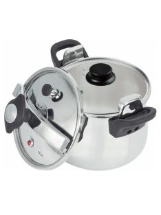   Тенджера под налягане Rosberg R51311A7, 7 литра, 2 капака, Индукция, Трислойно дъно, Инокс - Код G8742