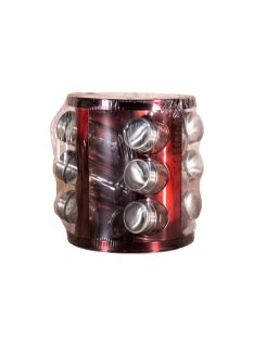   Бурканчета за подправки на стойка ZEPHYR ZP 1217 CR12 Red Metallic, 12 бр. бурканчета, 3 нива, Въртяща се основа, Червен - Код G8819