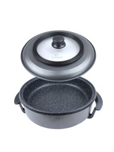   Електрически тиган/тенджера ELEKOM ЕК-2008 М, 36см., Мраморно покритие, 1500W, Сив/Черен - Код G8822