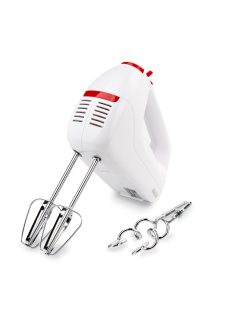   Ръчен миксер Muhler MX-202S, 5 степени за работа, Бъркалки за миксиране и за тесто, 200W, Бял/Червен - Код G8829