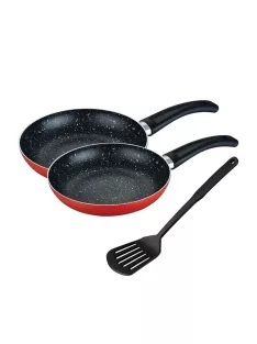   Комплект тигани Muhler MR-2824S, Шпатула, 2бр., 24x4.5cm, 28x5 cm, Червен - Код G8853