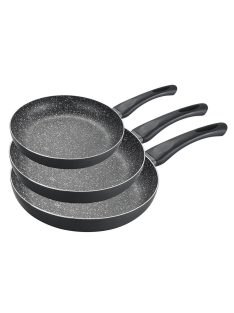   Комплект тигани MUHLER MR-3468, 3 броя, 20x4cm, 24x4.5cm, 28x5cm, Черен - Код G8854