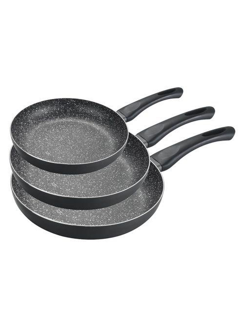 Комплект тигани MUHLER MR-3468, 3 броя, 20x4cm, 24x4.5cm, 28x5cm, Черен - Код G8854