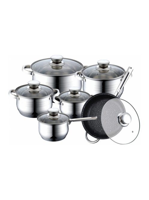 Комплект тенджери и тиган Royalty Line RL-1231M, 12 части, Индукция, Инокс - Код G8896