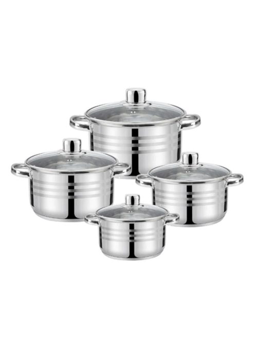 Комплект тенджери HAUS ROLAND, HR-148-5 , 4 броя, с капак, ф16, 18, 20, 24см, Инокс - Код G8938