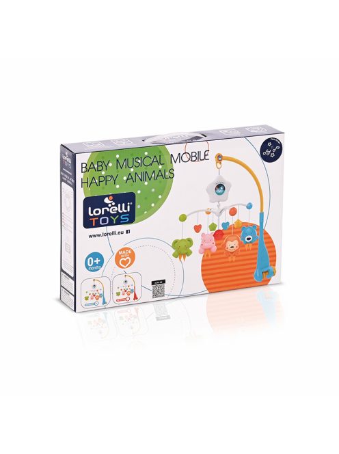 Музикална въртележка LORELLI HAPPY ANIMALS, Оранжев