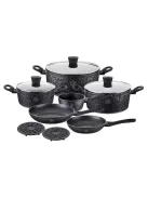 Комплект съдове Peterhof Meisterklasse Stone Montangna Touch MK 1017, 11 части, Гранитно покритие - Код G8346