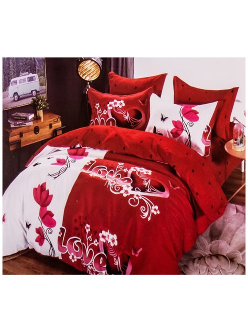 Спално бельо в червен и бял цвят