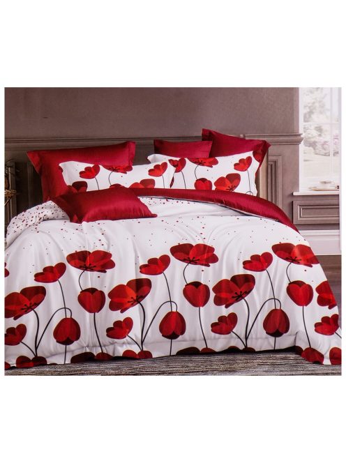 Двулицев спален комплект в бяло и червено