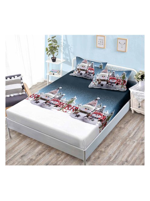 Коледен долен чаршаф с ластик и две калъфки EmonaMall, 3 части - Модел S15686