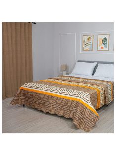   Двулицево шалте Изи Пизо, За единични легла и дивани, 150х220 см., Капитонирано, Оранжев/Кафяв - Код S16074