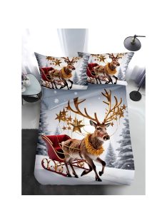  Двулицево коледно спално бельо, размер за приста (реално изображение) EmonaMall, 4 части - Модел S17345