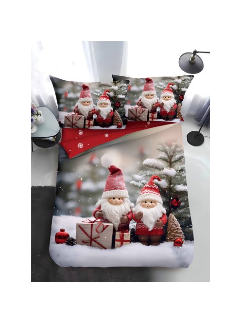 Двулицево коледно спално бельо, размер за приста (реално изображение) EmonaMall, 4 части - Модел S17355