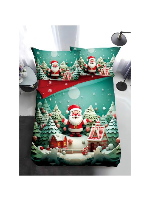 Двулицево коледно спално бельо, размер за приста (реално изображение) EmonaMall, 4 части - Модел S17360