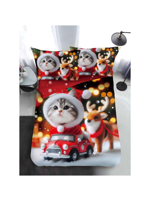 Двулицево коледно спално бельо, размер за приста (реално изображение) EmonaMall, 4 части - Модел S17361