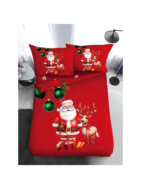 Двулицево коледно спално бельо, размер за приста (реално изображение) EmonaMall, 4 части - Модел S17365
