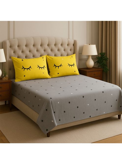 сив долен чаршаф с 4 калъфки (размер 220x240)