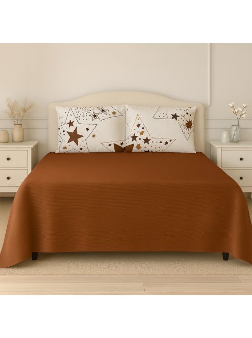 Долен чаршаф с 4 калъфки кафяв със звезди