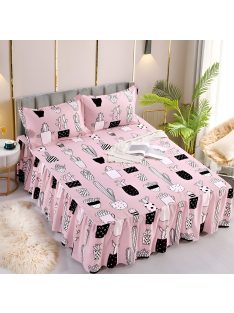   Долен чаршаф с драперия и две калъфки EmonaMall, 3 части - Модел S18402