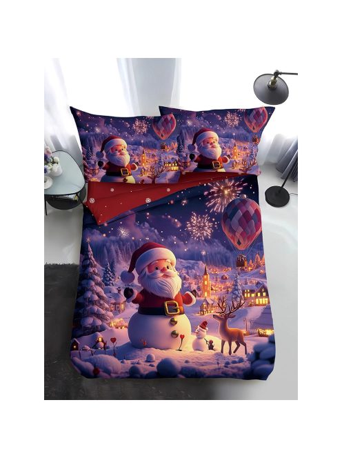 Двулицево коледно спално бельо, размер за приста (реално изображение) EmonaMall, 4 части - Модел S18767