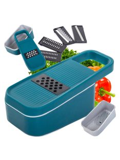   Ръчно ренде EmonaMall, Пет ножа, Пластмасов контейнер, Син - Код T1002